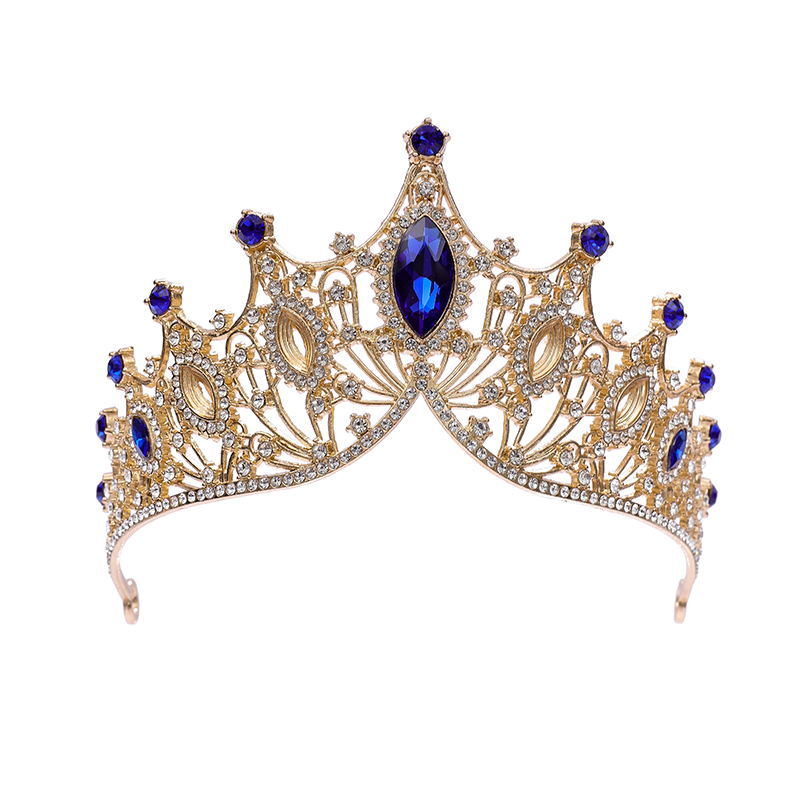 Vente chaude pure couronne de mariée faite à la main oeil de cheval grand cristal grand bandeau ornement de cheveux de mariage couronne en alliage_voghion.com