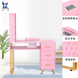 Pink Manicure Table New Product Manicure Table Furniture Factory Wholesale Manicure Table Manicure Workbench with Vacuum Cleaner Hand Rest