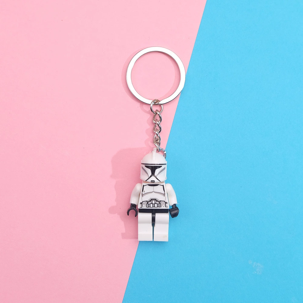 Keychain constructor pendant, cute character mini-figure keyring, plastic, assorted designs
