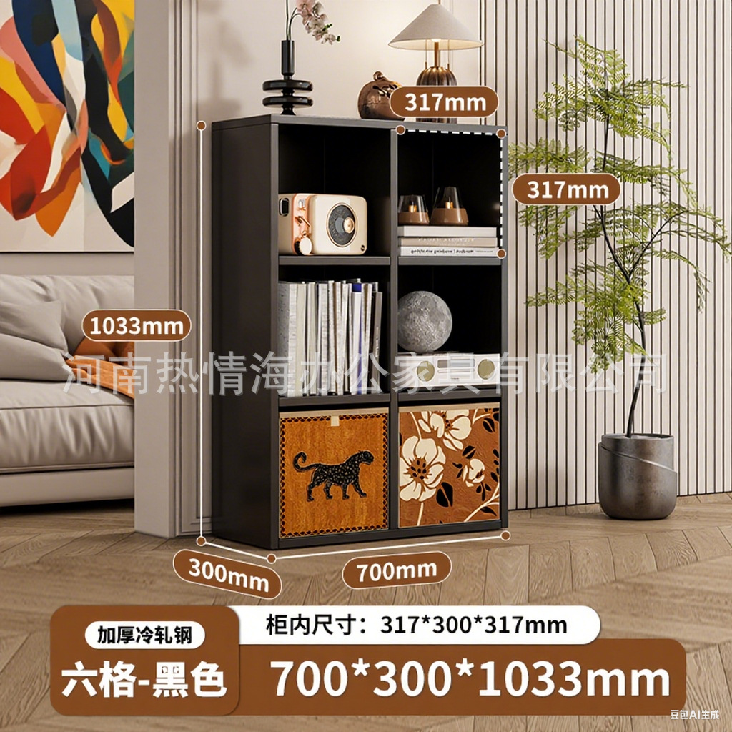 *steel formaldehyde-free*vertical version without back panel] 6-compartment cabinet black single cabinet