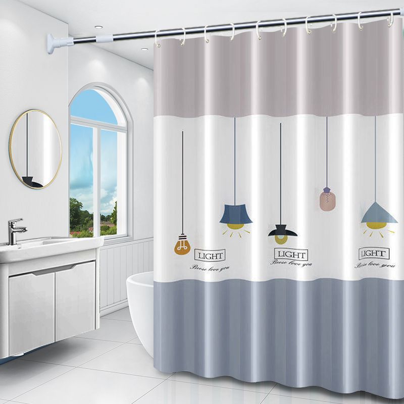 Bathroom Shower Curtain Waterproof and Mildew-Proof Set Punch-Free Partition Door Curtain Hanging Curtain High-End Bathroom Shower Curtain