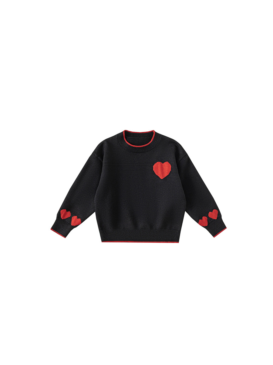 Yubao ropa infantil suéter de niñas primavera y otoño niñas color contrapeso amor jersey de punto chaqueta de manga larga para niños