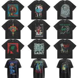 长期有Saint Michael复古高街做旧破坏破洞VINTAGE夏季短袖T恤男