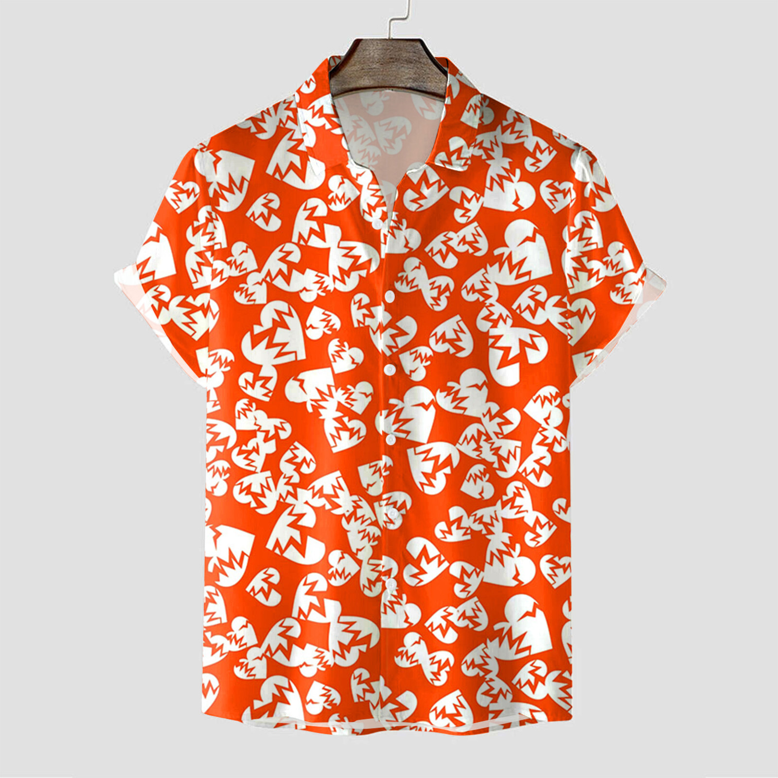 Camisa de manga corta para hombre transfronteriza de la estación Camisa estampada digital 3D de cuatro lados Camisa explosiva del día de San Valentín