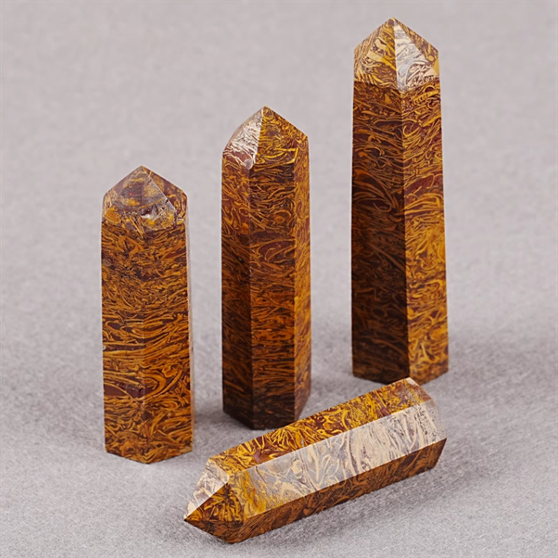 天然紫水晶黒曜石単双尖水晶柱六角柱原石磨き置物ホームリビングオフィス
