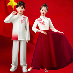 小学生朗読パフォーマンス服赤いテーマ愛国児童詩スピーチコンテスト服子供合唱