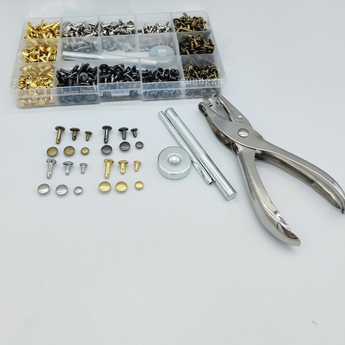 Metal Double-Sided Rivet Nut Hollow Pop rivet Collar Installation Tool Double-Sided Punch Rivet Set Leather Accessory Set Rivet