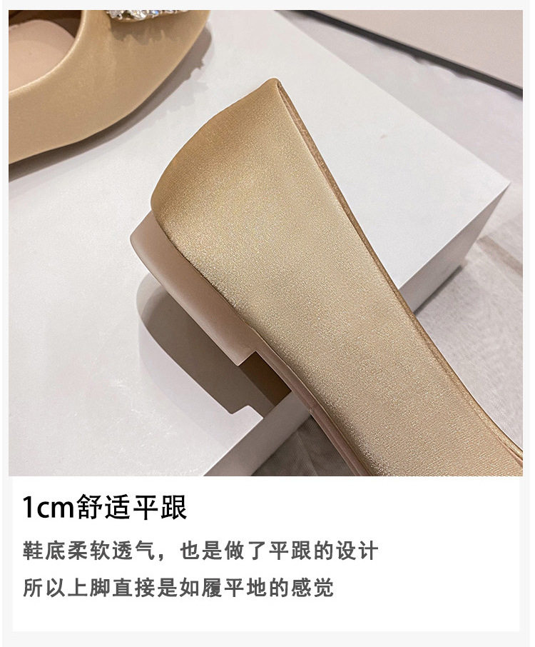 Giày búp bê nữ mũi vuông đế bằng đính đá, kiểu dáng thanh lịch — Màu Sâm Panh (Vàng), Màu xám nhạt, Màu đen chi tiết 20