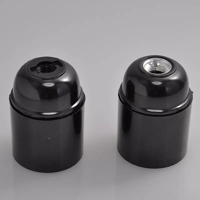 现货E27电木光身自锁灯座 螺口E27防水金属牙卡式光身e27灯头配件