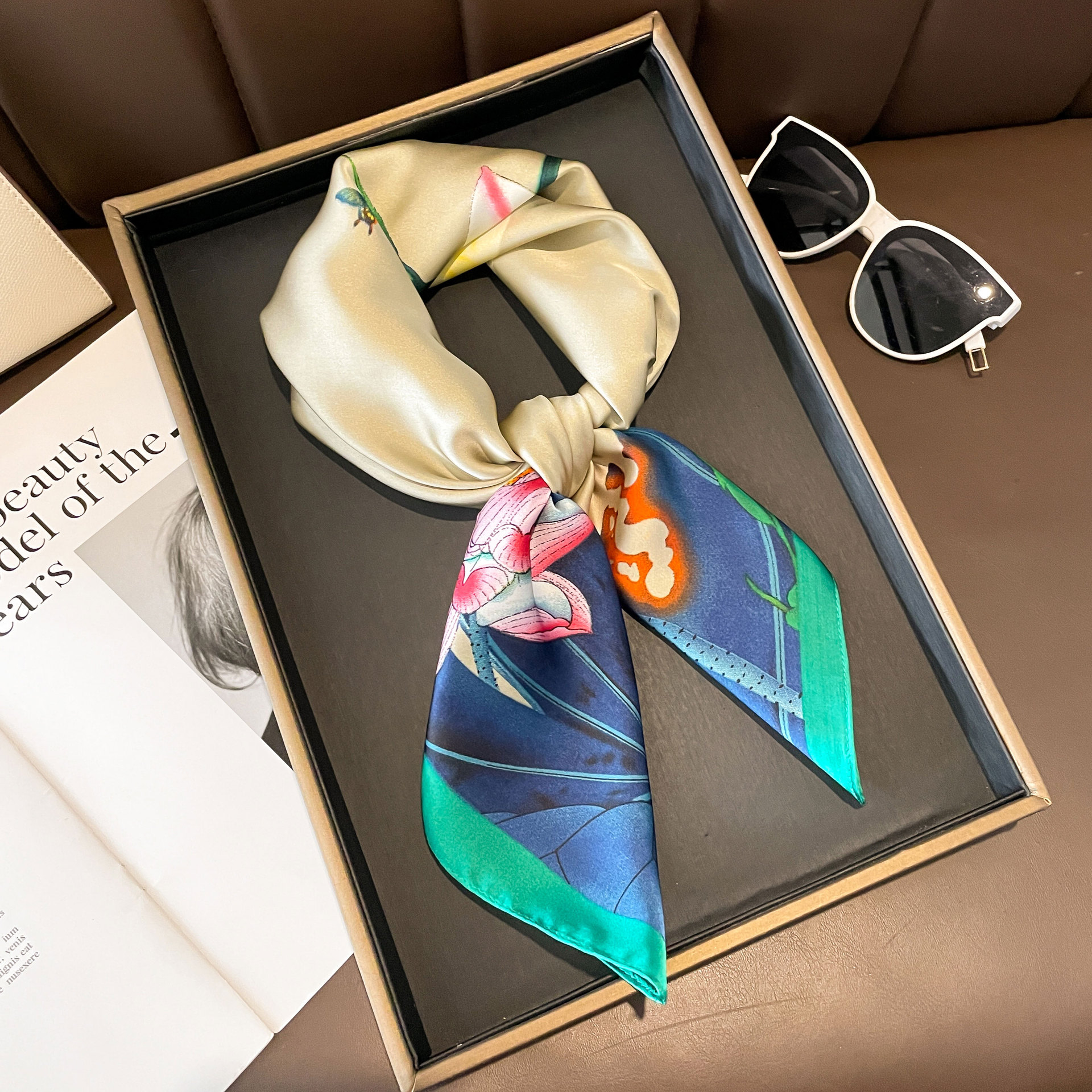62g Weight Silk Scarf Classification Holiday, Daily Occasion Polyester Material Flower Pattern Spring&Summer Season Women's Gender Elegant, Korean Style Style Women's Elegant Korean Style Flower Polyester Silk Scarf 14