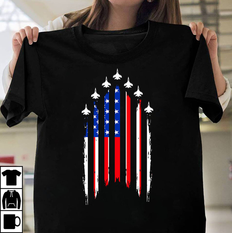 European and American Foreign Trade American Flag Airplane July 4Th Independence Day T-Shirt Short-Sleeve Printed Pattern Fashion Women's Top