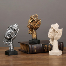 北欧沉默是金抽象人物树脂摆件 家居饰品美甲店样板间工艺品软装