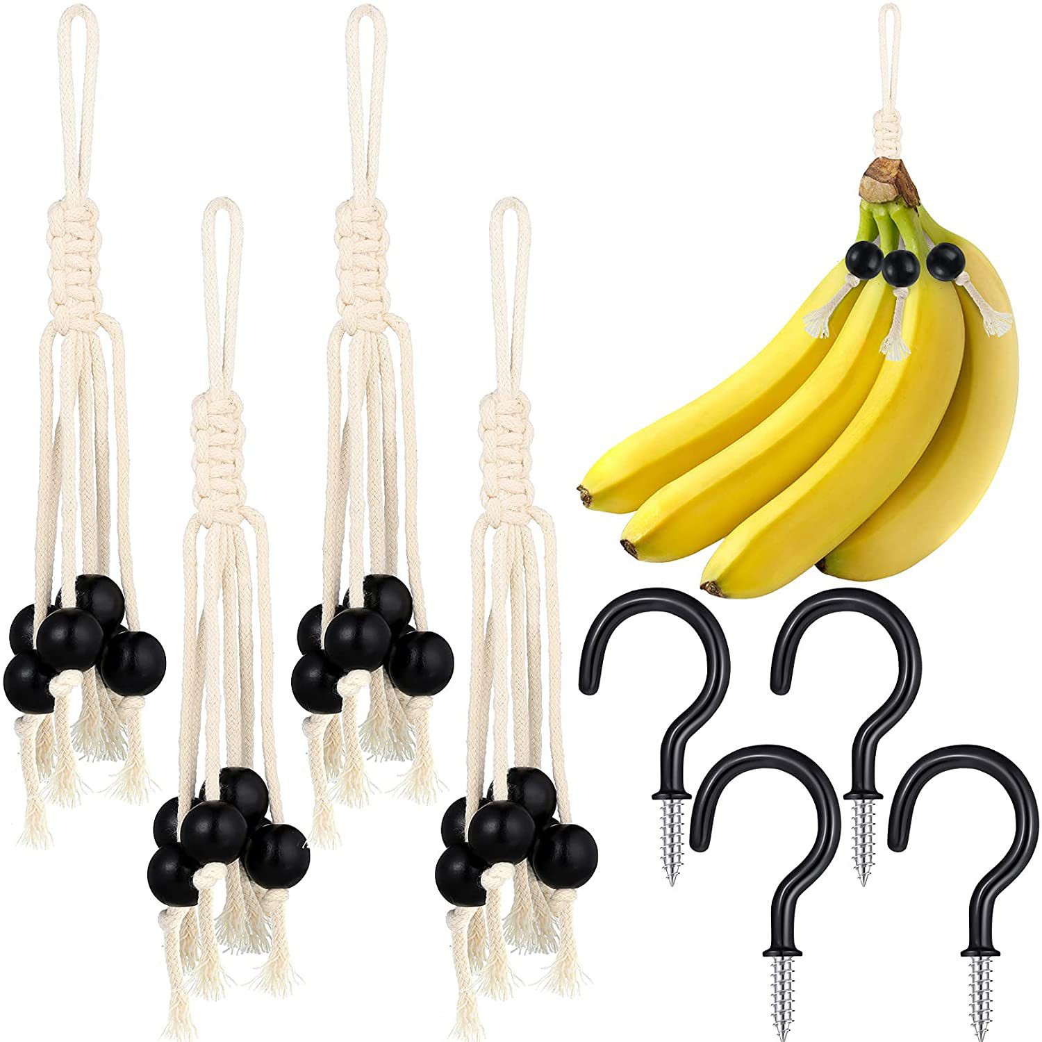 Transfronterizo cuerda de algodón hecha a mano tejida cesta colgante de verduras y frutas Estilo nórdico DIY fruta hamaca vegetal colgante bolsa de red de almacenamiento