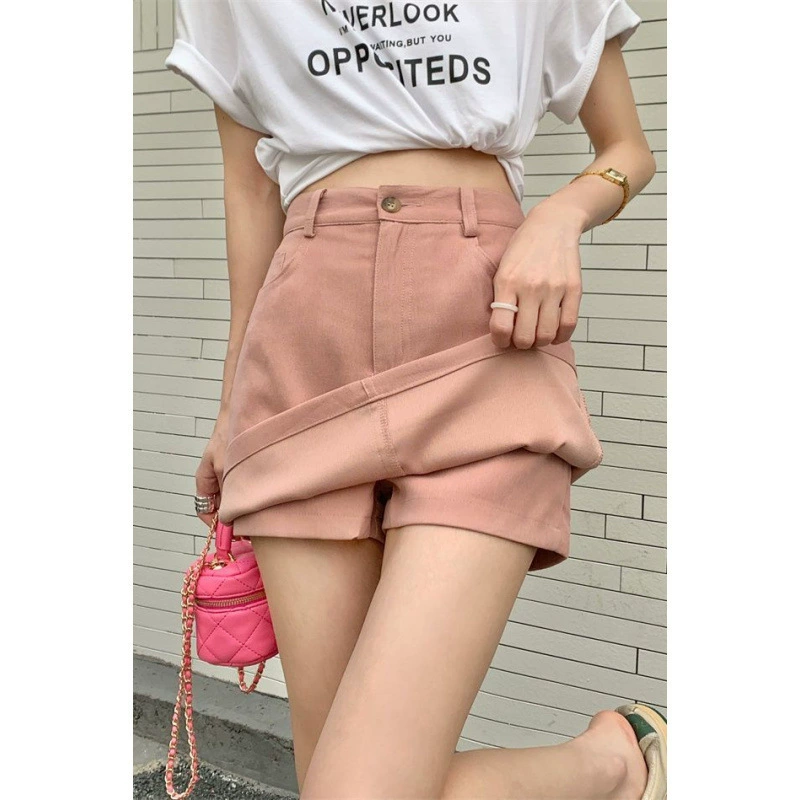 Летняя женская юбка-шорты в корейском стиле, розовая юбка А-силуэта с защитой от воздействия, новая утягивающая короткая юбка с высокой талией, юбка-брюки, облегающая бедра.