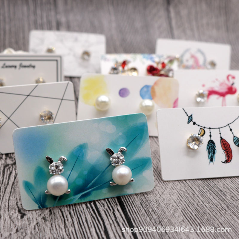 3*5cm彩印耳环卡耳钉耳链包装 简约迷你小卡纸 耳饰品卡现货促销