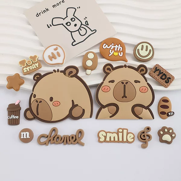 Capybara Capibala PVC soft rubber decoration handmade DIY accessories mobile phone case IPAD hole slippers cup stickers