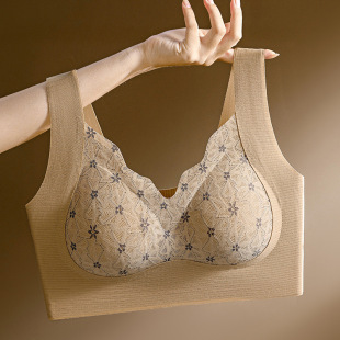 Seamless back lace chest-wrapped vest fixed Cup push-up breast-collecting upper support wireless vest-style sleep bra