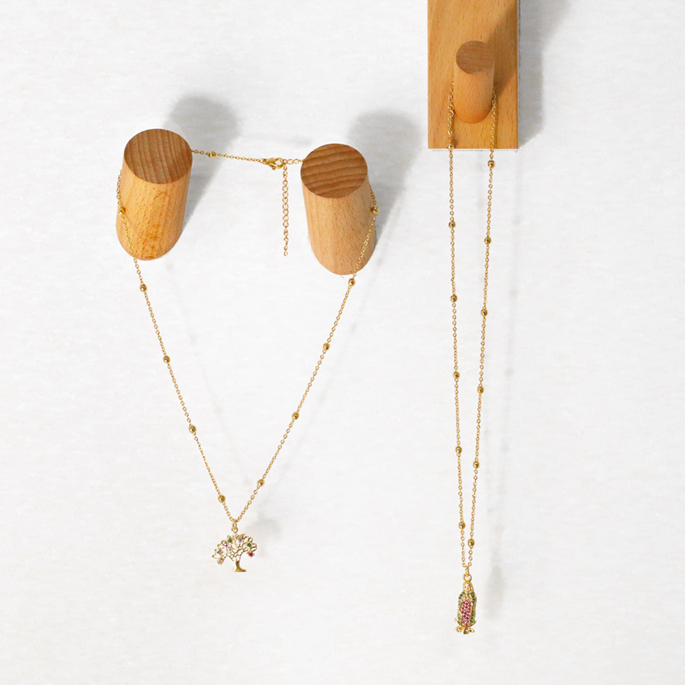 fashion tree of life pendant inlaid color zircon Virgin Mary copper necklace