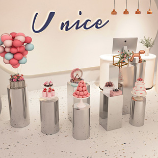 Clothing Store Stainless Steel Platform Round Display Table Flow Table High and Low Table Display Decorative Shoe Bag Island Rack
