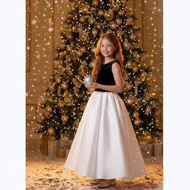 女童走秀礼服2026外贸新款法式赫本风公主裙儿童钢琴演奏演出礼服