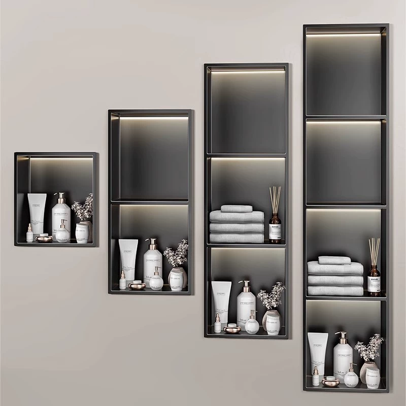Stainless steel niche cabinet bathroom niche embedded bathroom niche partition metal shower room storage rack spot