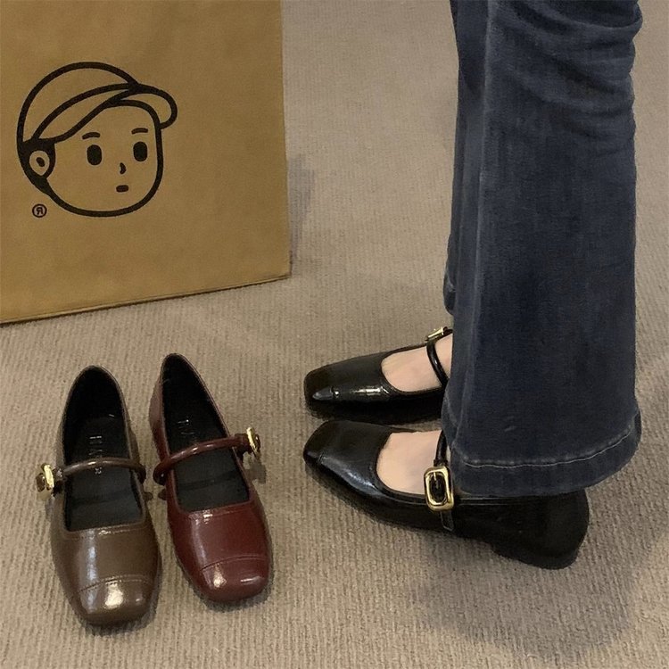 New Cross-border Flat Loafers, Square-toed Women's Low-cut Slip-on Shoes, Versatile Single Shoes_vogvips.com