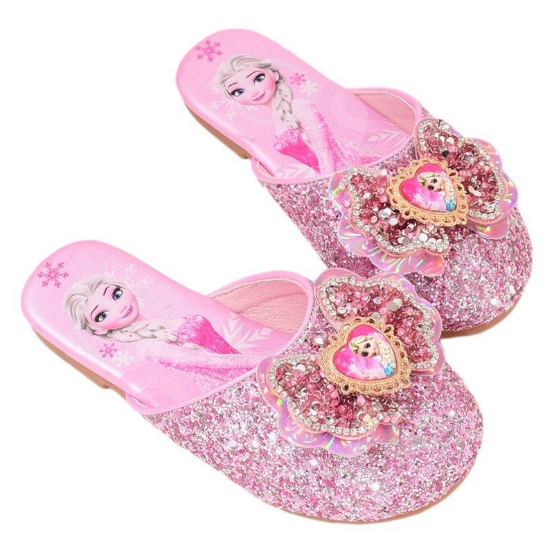 Zapatillas de las muchachas primavera y otoño niños lindos princesa cerrado toe sandalias bebé congelado Elsa zapatos interior verano