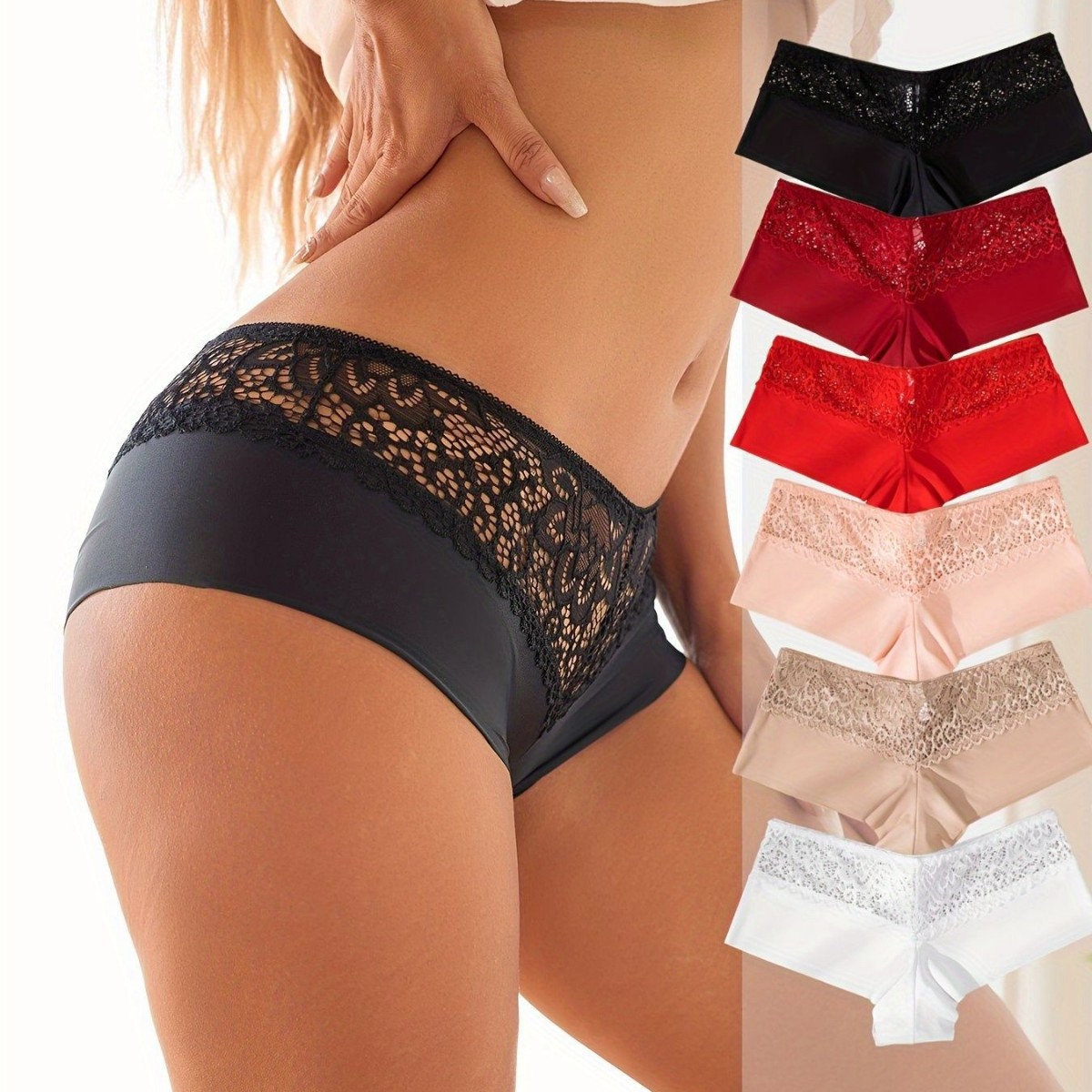 Foreign Trade Special European Size Women's Sexy Underwear Underwear Women's Printed Breathable Hollow-out Boxers Semi-transparent Soft Underwear