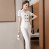 2021夏季短袖小西装套装女韩版修身工作服职业气质修身显瘦工作服|ms