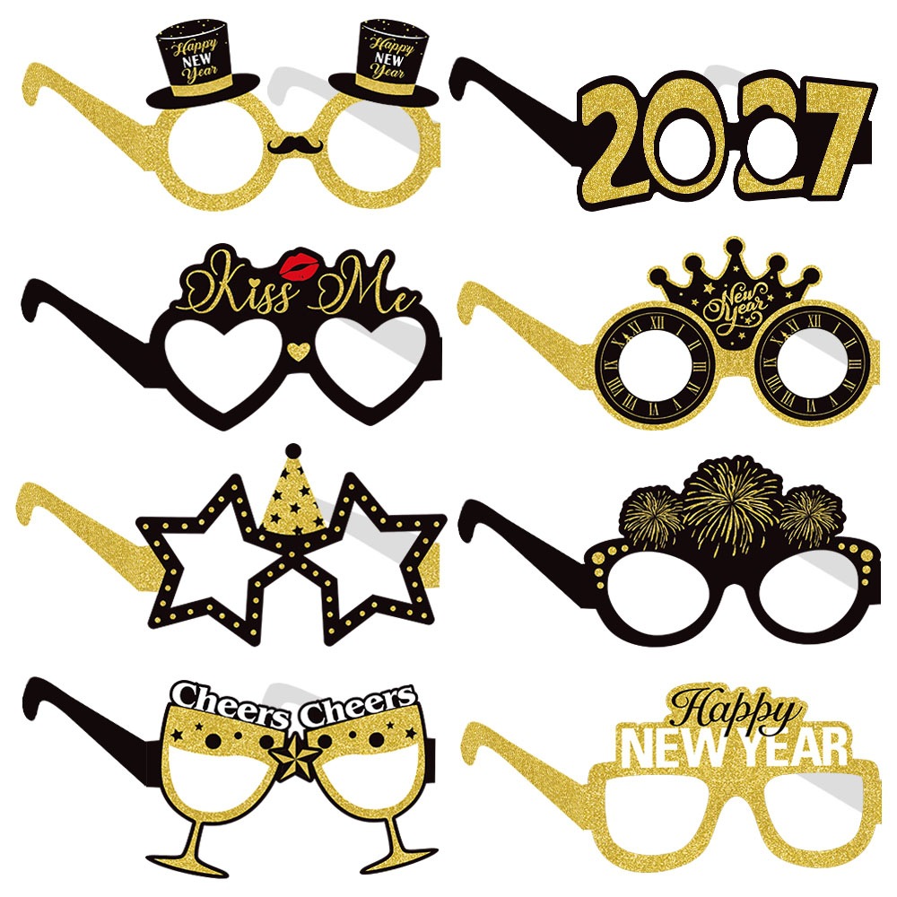 Gafas de decoración de fiesta de día de Año Nuevo europeo y americano decoración de Año Nuevo Feliz Año Nuevo gafas de papel image 1
