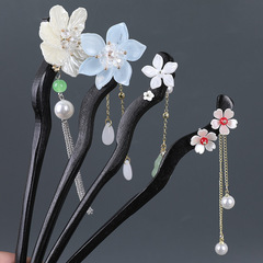 2023 New Ancient Costume Hair Accessories Wood Hairpin, Traditional Style Simple and Versatile Women's Imitation Sandalwood Hairpin with Pendulum, Wholesale
