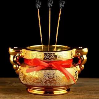 插蜡烛香炉双耳插香炉供佛炉寺庙台湾沙金道场祭祖结婚入伙婚嫁