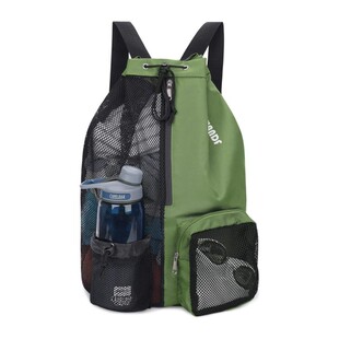 In Stock New Swimming Bag Mesh Drawstring Backpack with Wet Pocket Beach, Gym and Exercise Equipment Bag