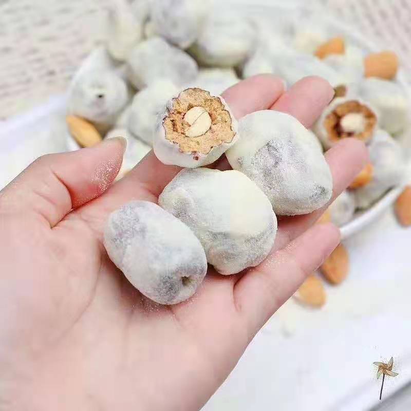 网红奶枣巴旦木夹心杏仁小奶枣独立包装炒货奶酪枣休闲零食|ms