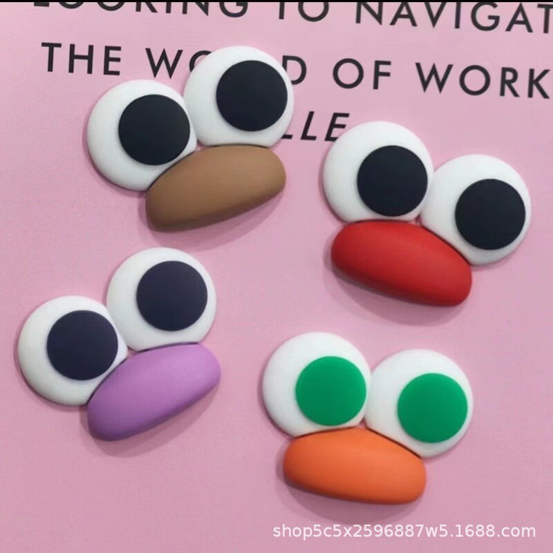 Three-dimensional Funny Big Eyes Sausage Mouth Food Basket Fruit Plate Cute Cartoon 3D Mobile Phone Shell Soft Adhesive Patch Accessories