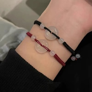 Simple Safe Buckle Bracelet for Boys and Girls Couple's Niche Design Sense Women's Hand Rope Red Rope Woven Jewelry
