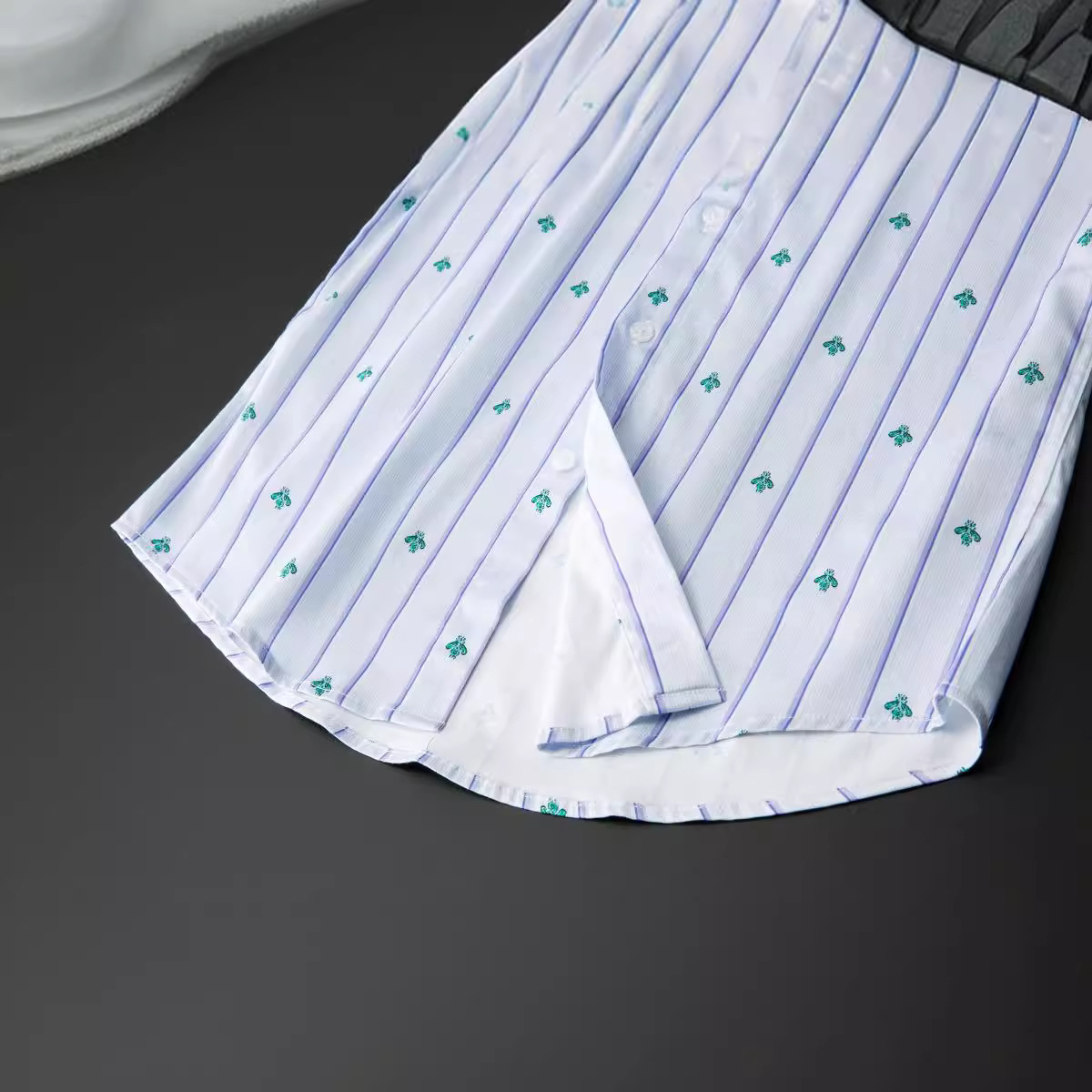 Áo sơ mi nam dài tay cotton tinh khiết in họa tiết sọc ong — Màu trắng