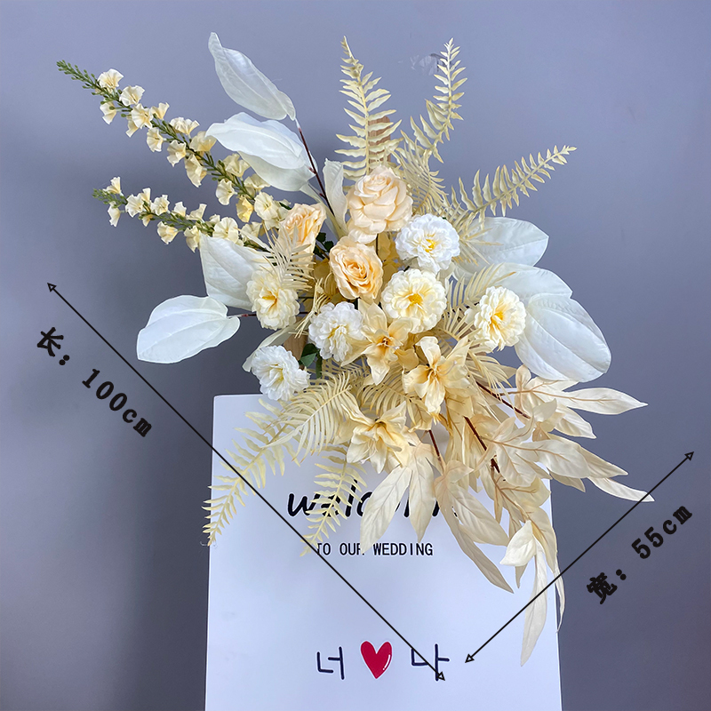 新款婚庆装饰地排花婚礼花艺T台路引花花酒店迎宾排花艺|undefined