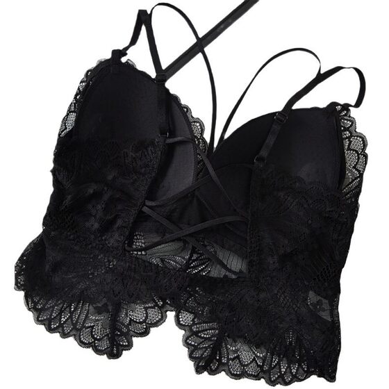 Lace Beautiful Back Small Camisole Inner Wearing Non-Rings Bra One-Piece Base Shirt Tube Top Gathering Hollow Out Women's Outer Wearing