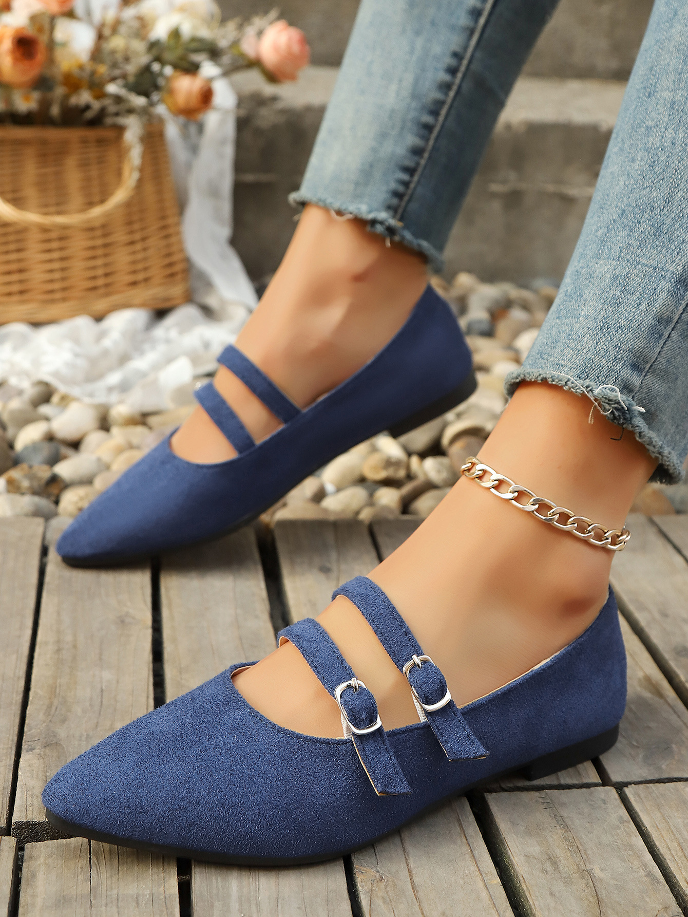 Leopard Print Suede Slip-on Shoes Pointed Toe Flats For Women_voghion.com