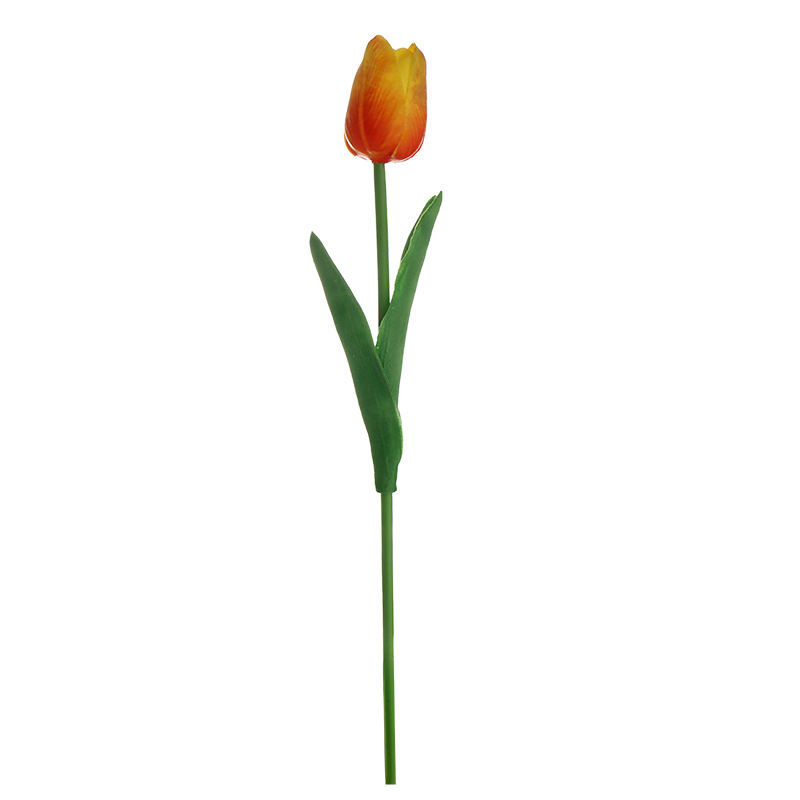 Fábrica de suministro directo planta Flor de seda artificial planta verde Venta caliente popular corto PU Tulipán decoración creativa flor sensación de la mano