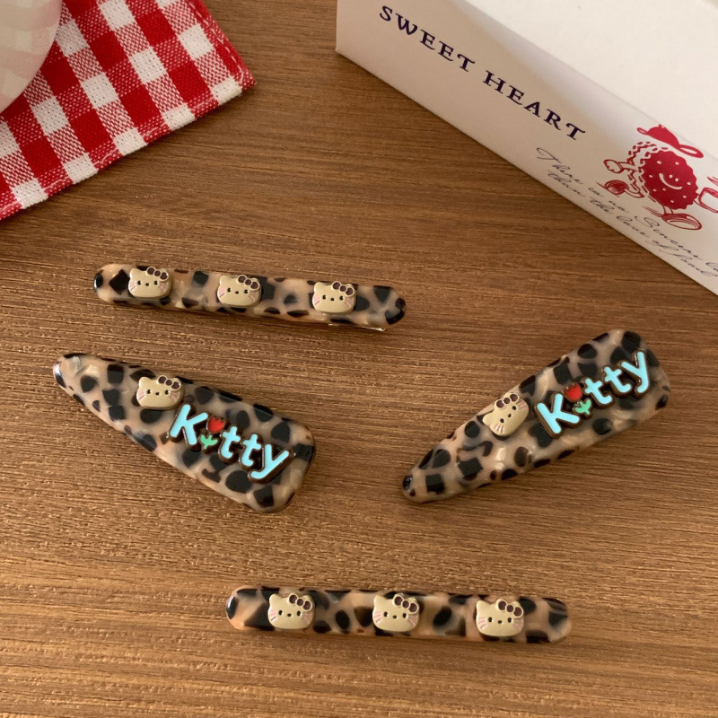 质感醋酸kitty豹纹发夹鸭嘴夹高级感碎发刘海夹侧边夹发卡发饰品|undefined