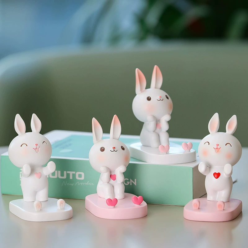 Кролик мобильный телефон кронштейн стол декоративные принадлежности новый смола ремесла домашний декор офисные культурные принадлежности женский