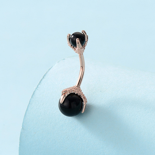 European and American ins Halloween natural stone crystal powder protein dragon claw stainless steel navel ring piercing navel nail