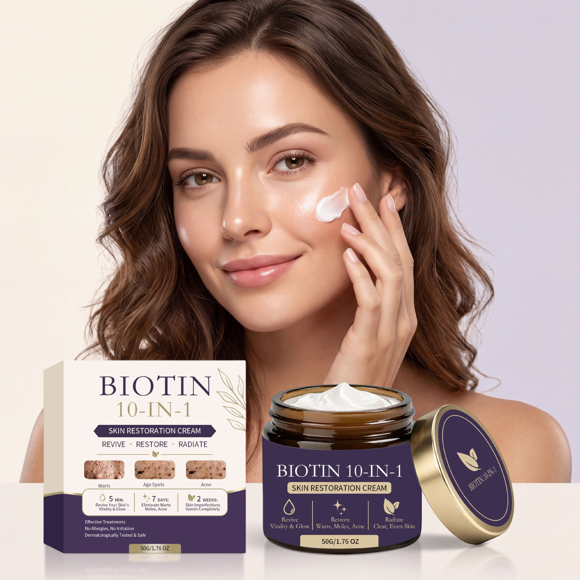 Comfortable and Smooth Skin Cream, Creamy Texture, Moisturizes Facial Skin, Makes It Soft and Hydrated, Suitable for All Seasons