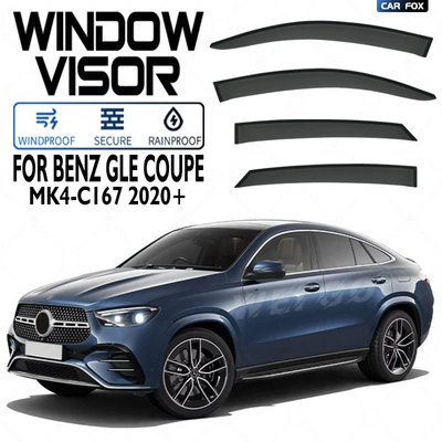 Gle Window Visor Rain, Rain shield - standard-packing-without-logo-mercedes-benz-gle-coupe-mk4-c167-2020-plexiglas-no-bright-strips-rain-shield