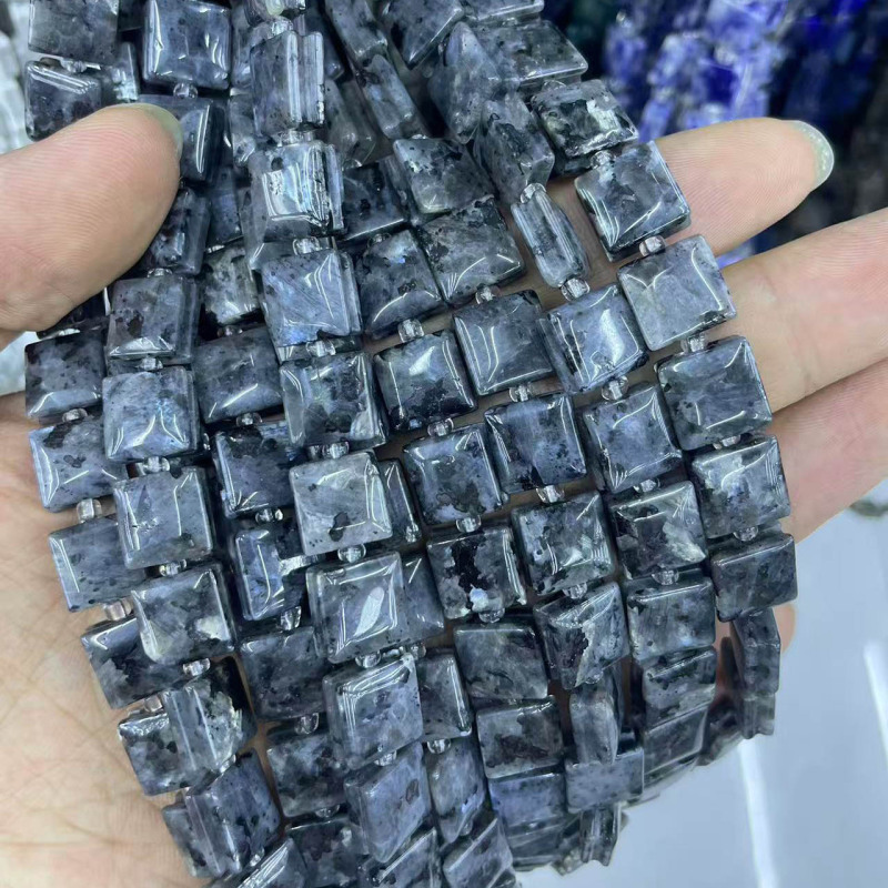 新しい天然ローズクォーツアマゾナイトスクエア溝ビーズ半完成手作り DIY 多用途ブレスレットネックレスジュエリー|undefined