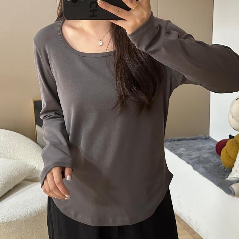 300斤秋季新款大码女装宽松显瘦长袖T恤女胖mm气质百搭色上衣|undefined