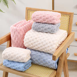 珊瑚绒毛巾浴巾三件套新款家用全棉吸水裹巾大人云朵绒速干沙滩巾