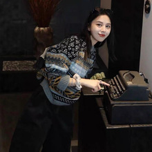 费尔岛复古提花加厚羊毛针织衫女冬宽松百搭慵懒风毛衣打底羊毛衫